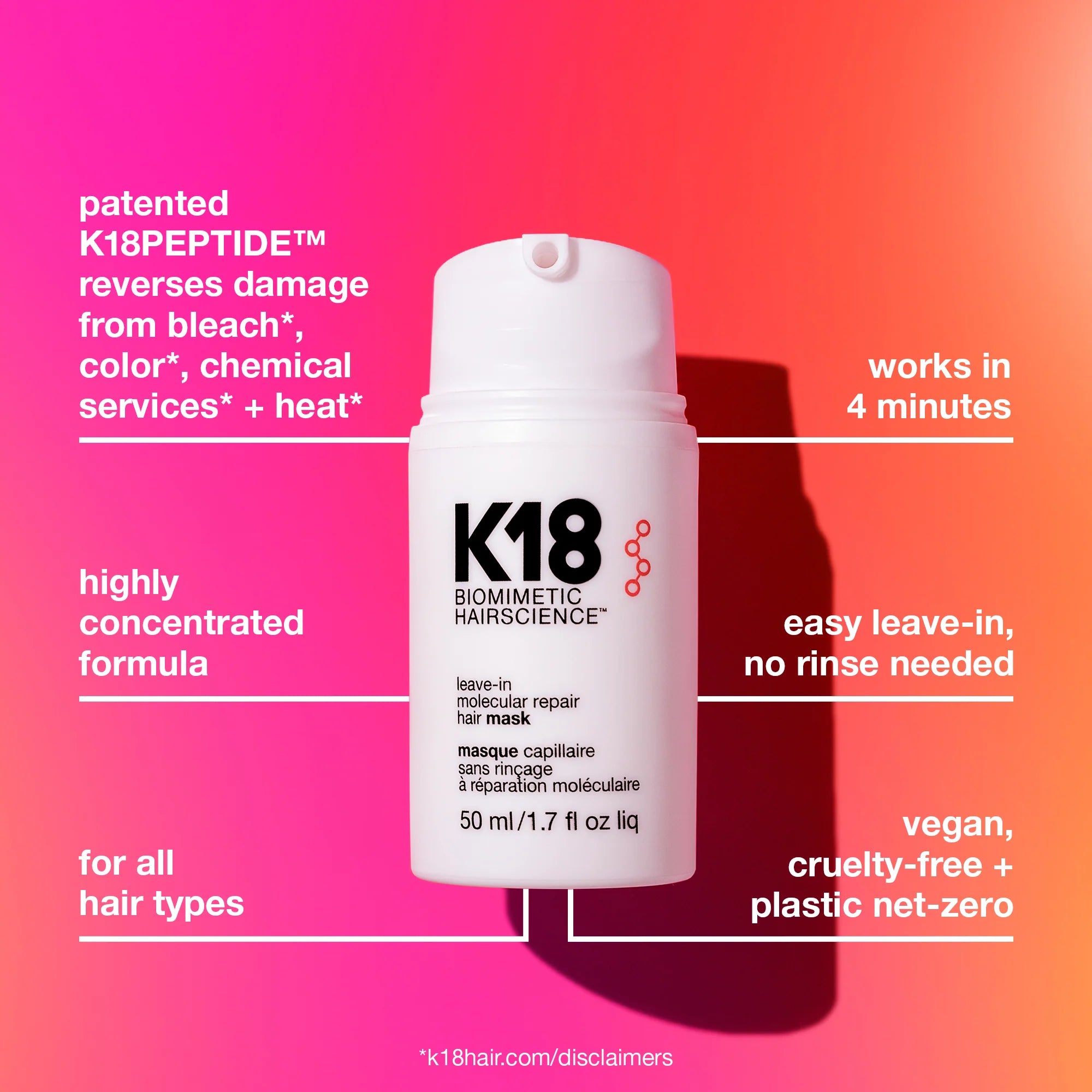 K18 Leave-In Molecular Repair Hair Mask 50ml